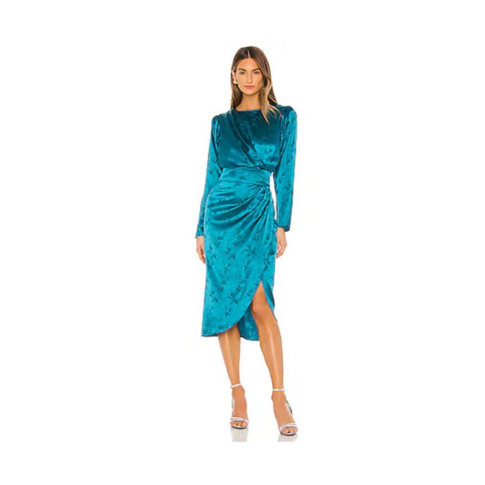 Ronny Kobo Blue Jade Silk Midi Dress